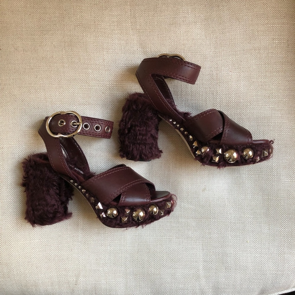 Miu Miu Platform Sandals Platform Studded Faux Sh… - image 6